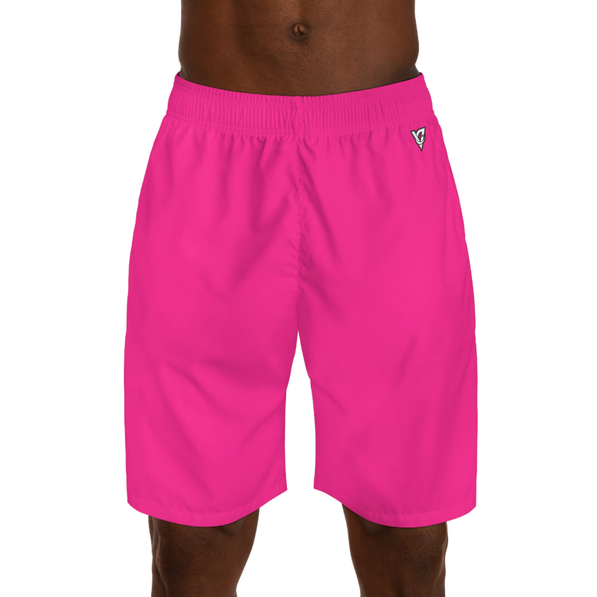 Vantacore Solid Hot Pink Men's Athletic Shorts with Pockets