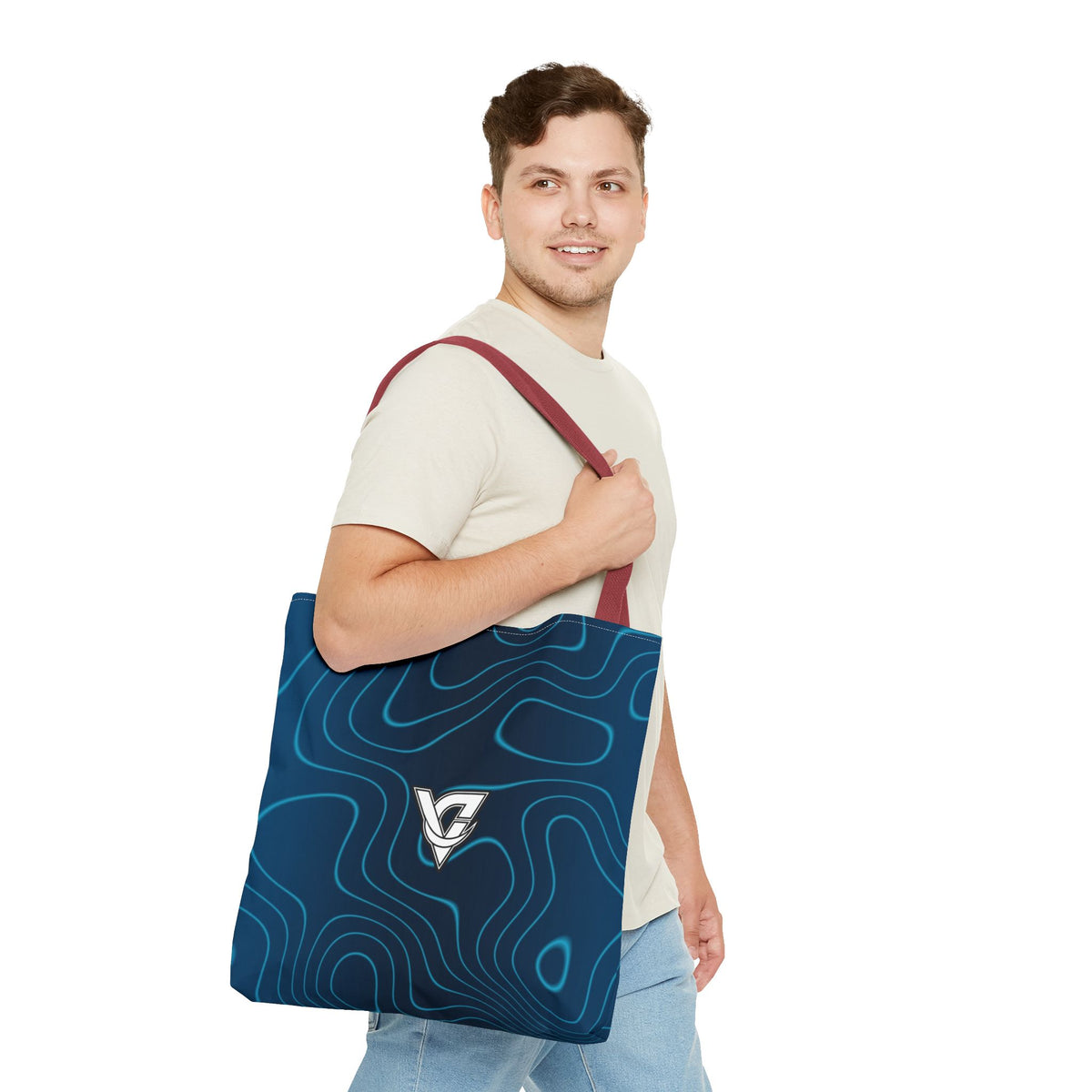 Ocean Topo Tote Bag — All-Over Print Gym & Everyday Tote