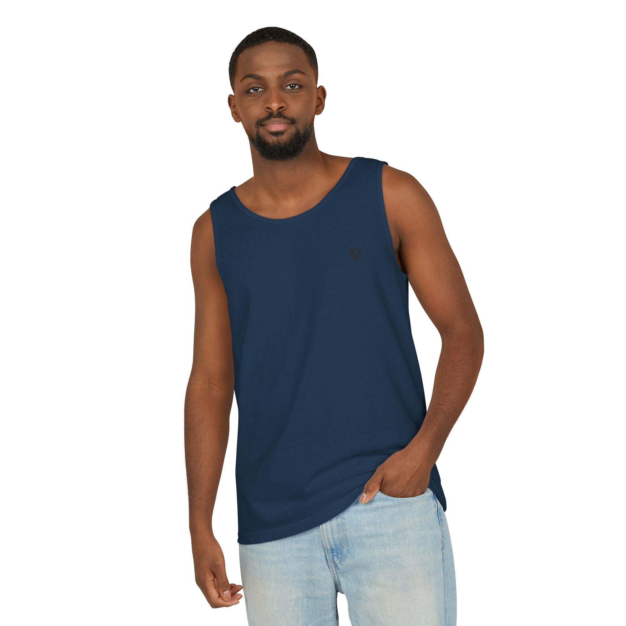 Minimal Geometric Triangle Logo Tank Top | Chest Emblem