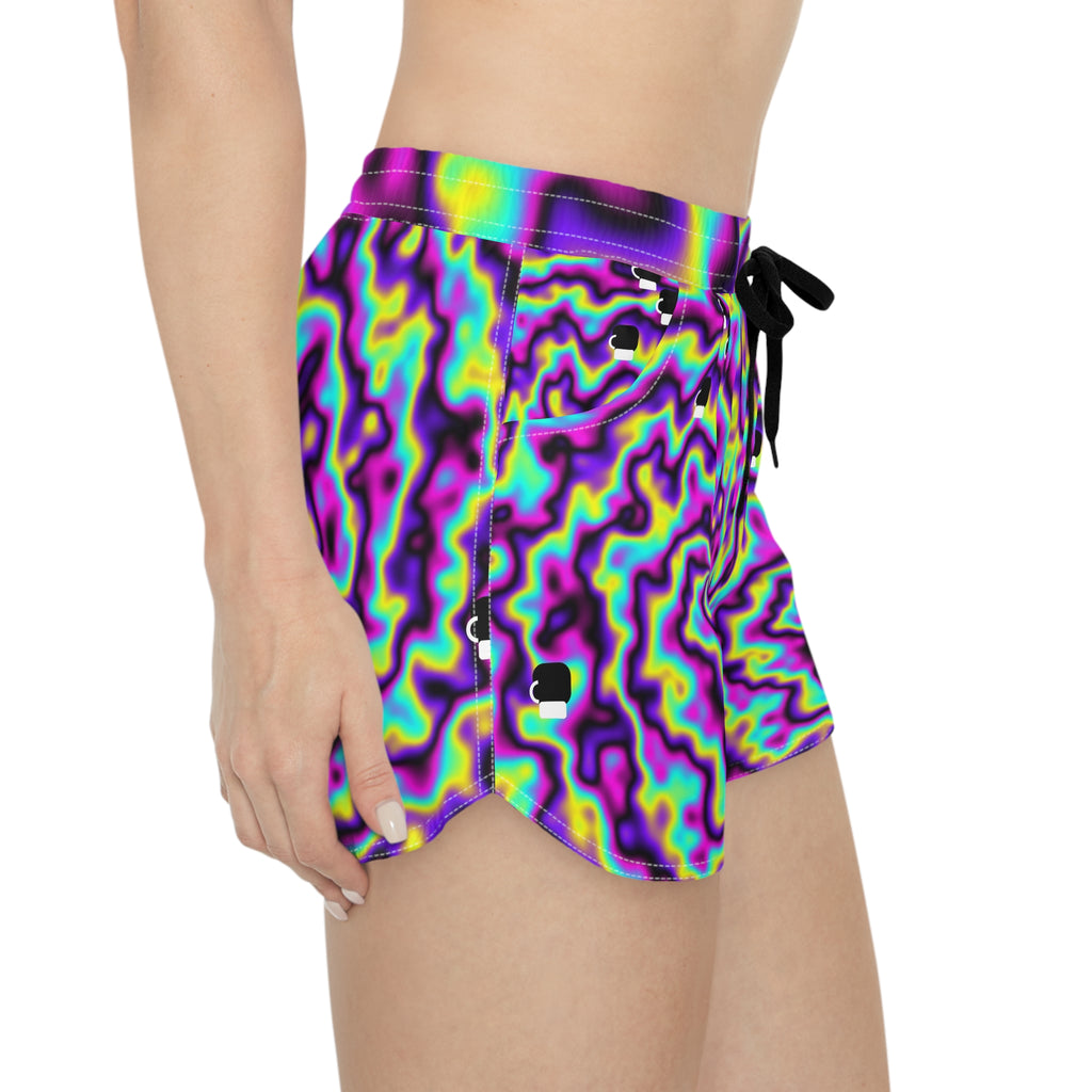 Combat Sports Midnight Neon Tie-Dye Spin Women's Athletic Shorts with Pockets
