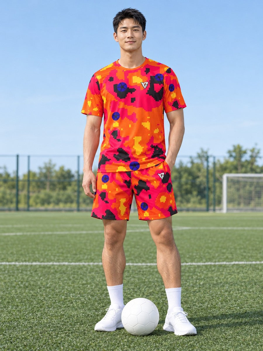 Soccer Hot Lava Pixel Camo Men's Sports Jersey - front view