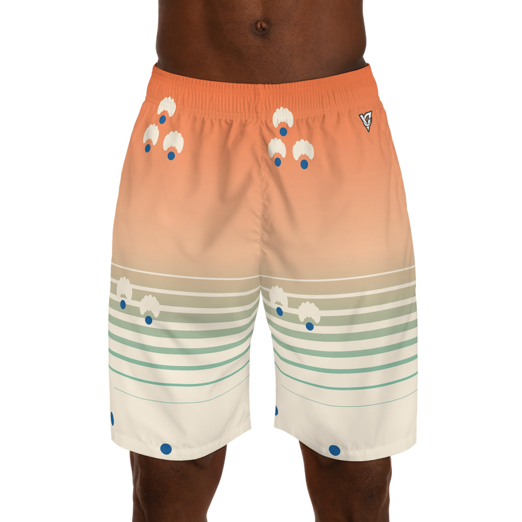 Yoga Papaya Splash Horizon Fade Men's Athletic Shorts with Pockets