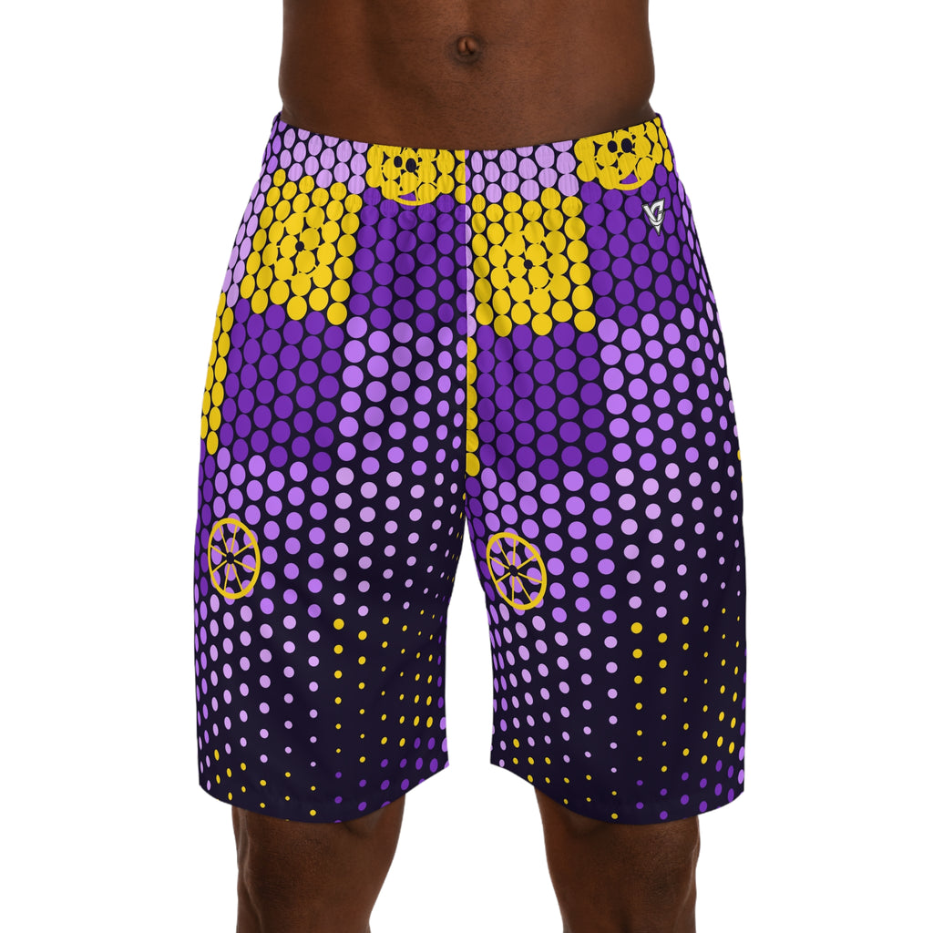Cycling Ultra Grape Halftone Pulse Men's Athletic Shorts with Pockets