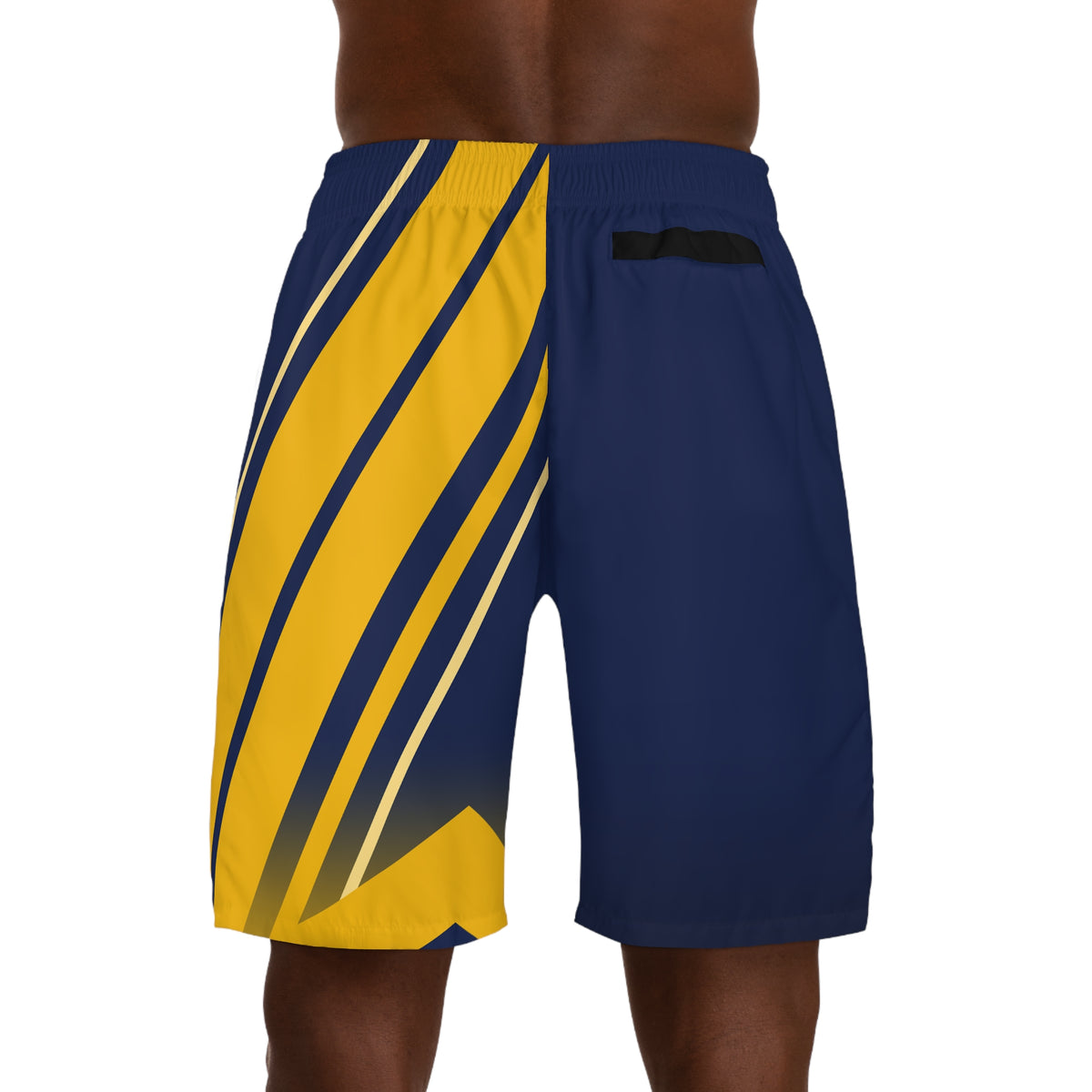 Men's Navy & Gold Running Jogger Shorts with Pockets — Athletic Performance AOP