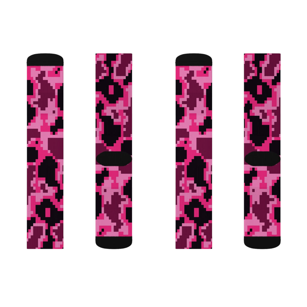 Hot Pink Digital Camo Athletic Crew Socks