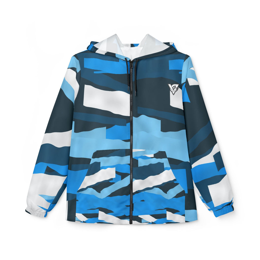 Aqua Brushstroke Women's Windbreaker Jacket