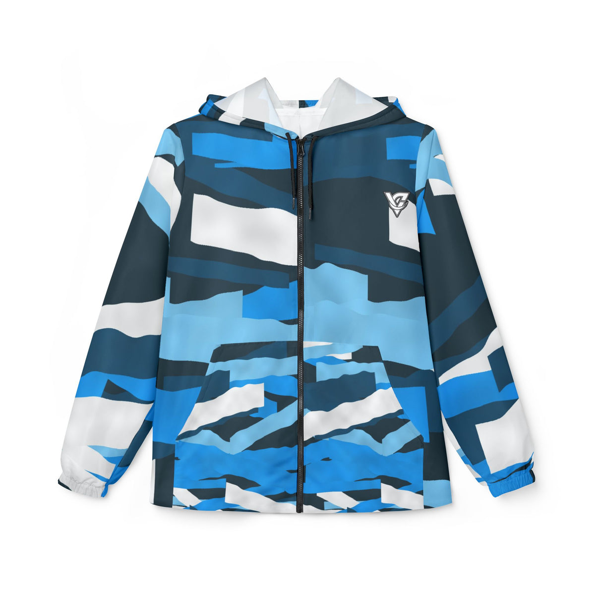 Aqua Brushstroke Women's Windbreaker Jacket