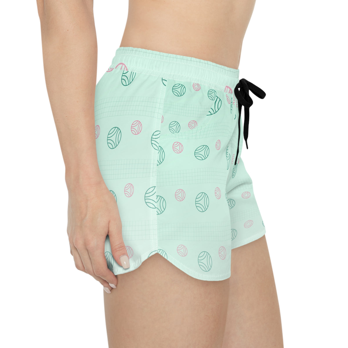 Volleyball Mint Glow Spike Panel Women's Athletic Shorts with Pockets