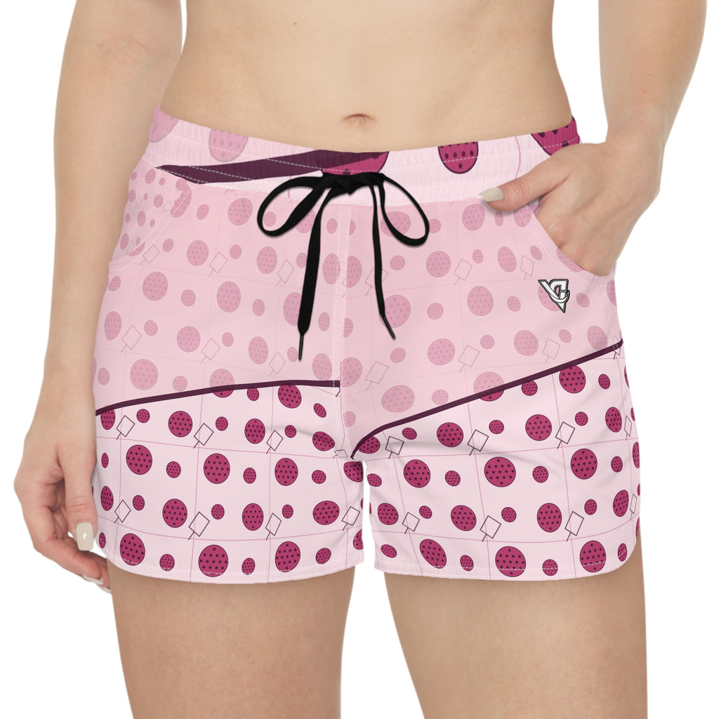 Pickleball Blush Rose Dink Dot Women's Athletic Shorts with Pockets