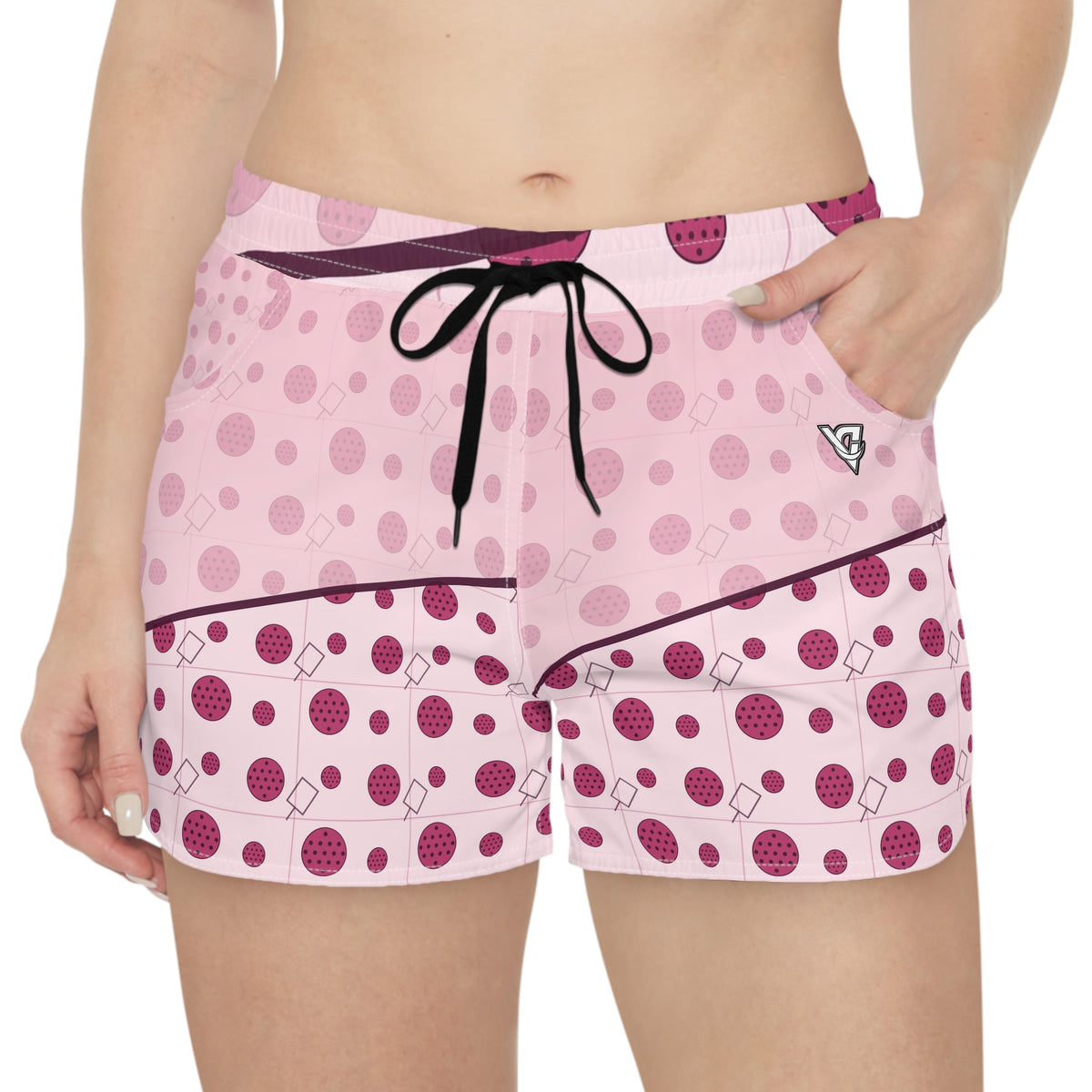 Pickleball Blush Rose Dink Dot Women's Athletic Shorts with Pockets