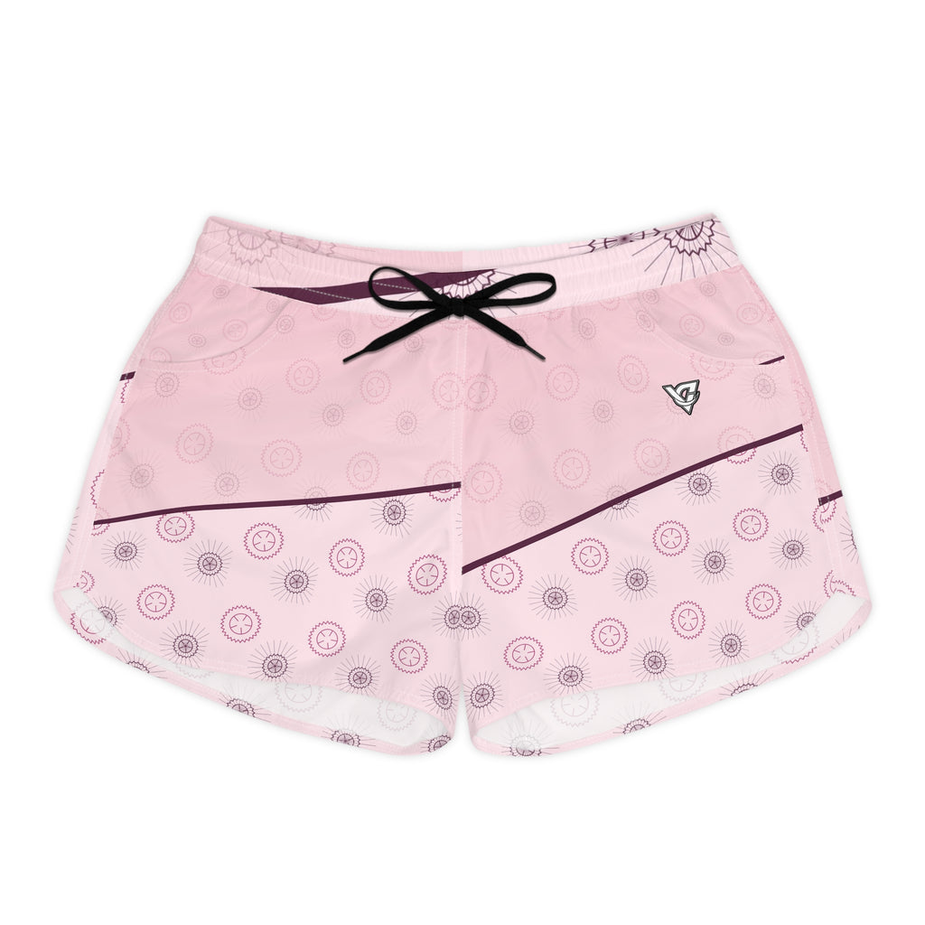 Cycling Blush Rose Chainring Women's Athletic Shorts with Pockets