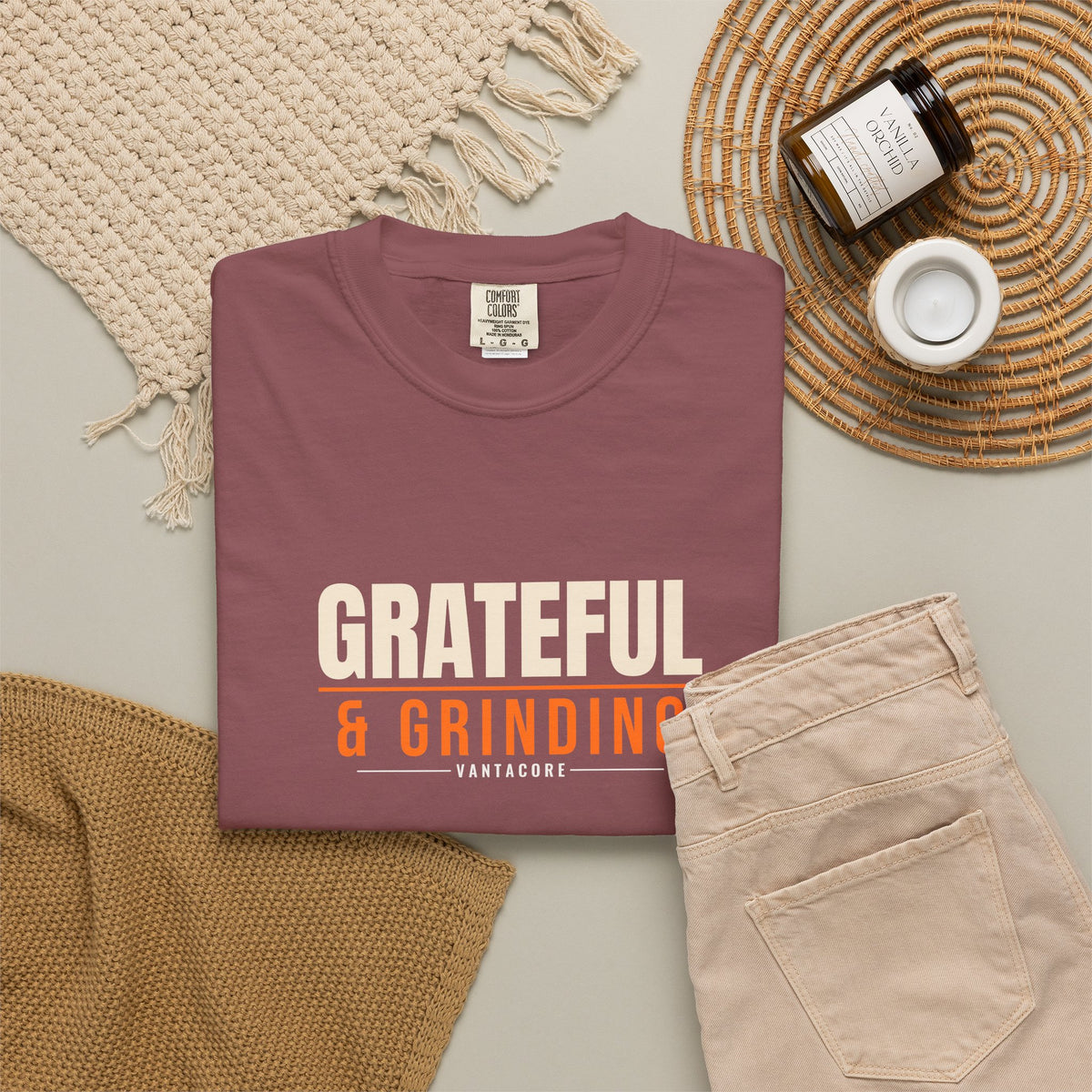Grateful & Grinding | Women's Garment-Dyed Graphic Tee