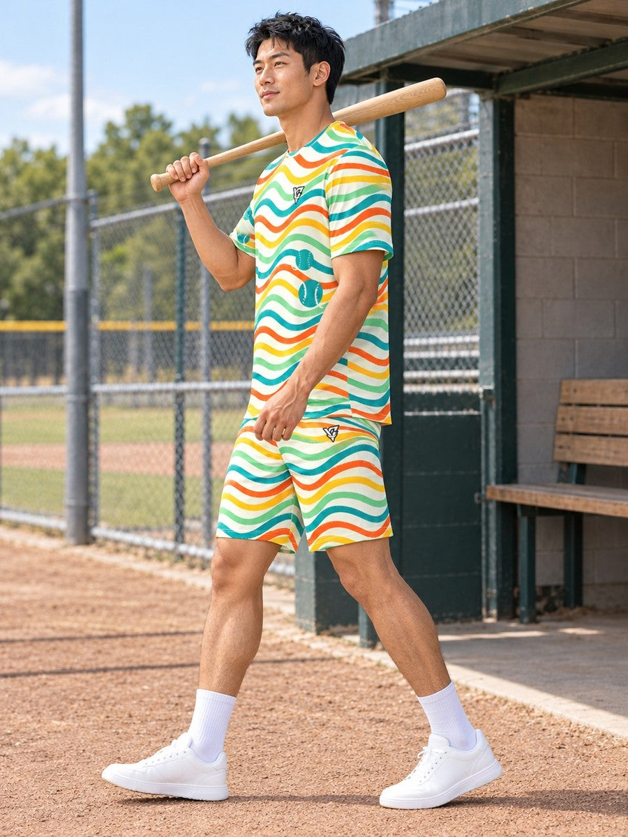 Baseball & Softball Citrus Pop Wave Rider Men's Athletic Shorts with Pockets - side view