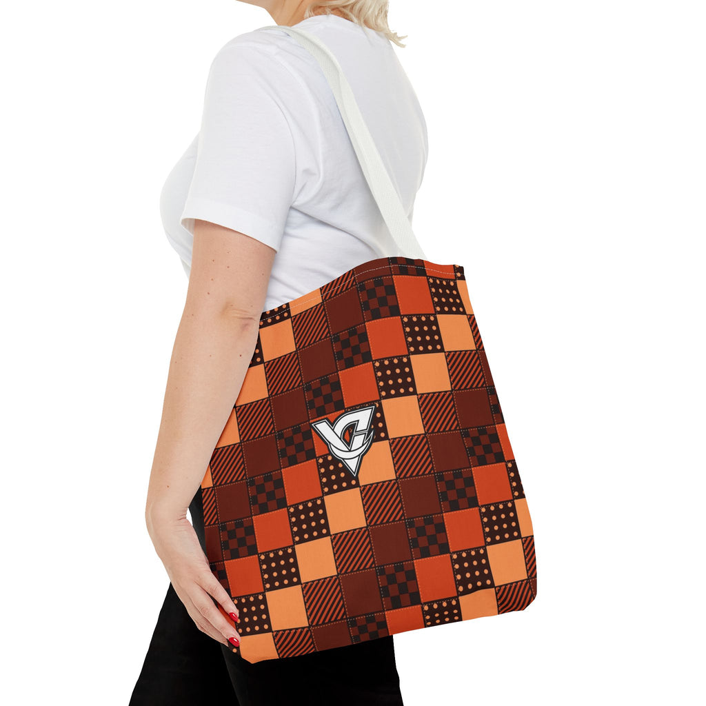 Rust Patchwork Tote Bag — All-Over Print Gym & Everyday Tote