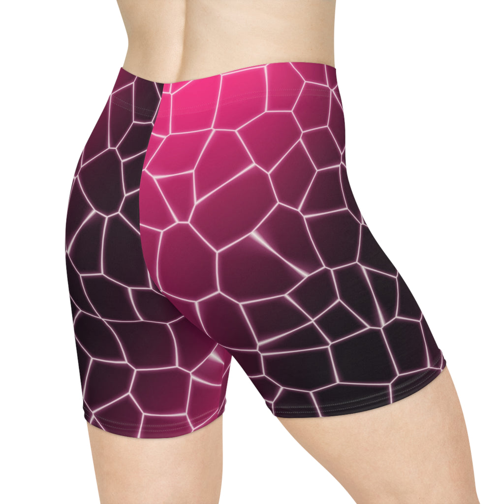 Hot Pink Rift Women's Biker Shorts — High-Waist Workout Shorts