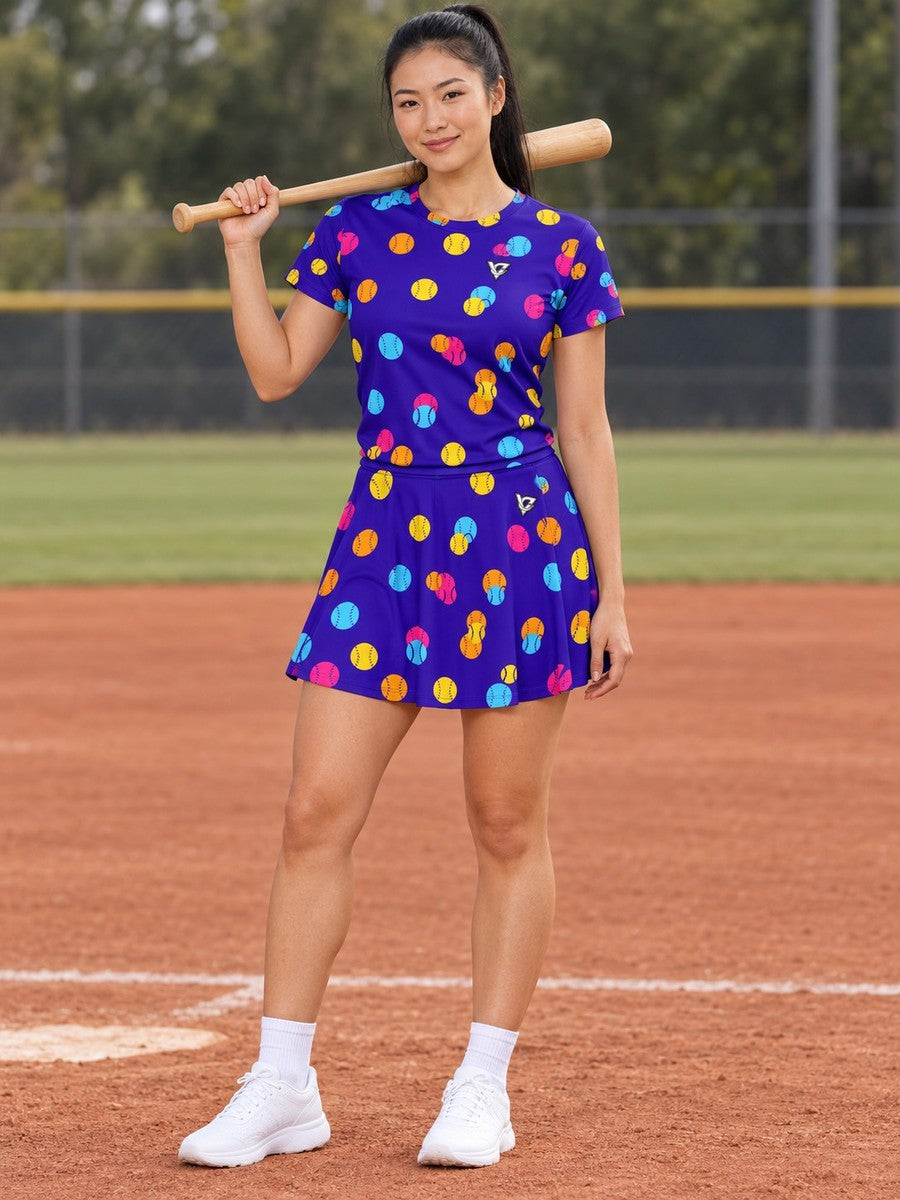 Baseball & Softball Sunrise Punch Icon Storm Women's Athletic Skater Skirt - front view