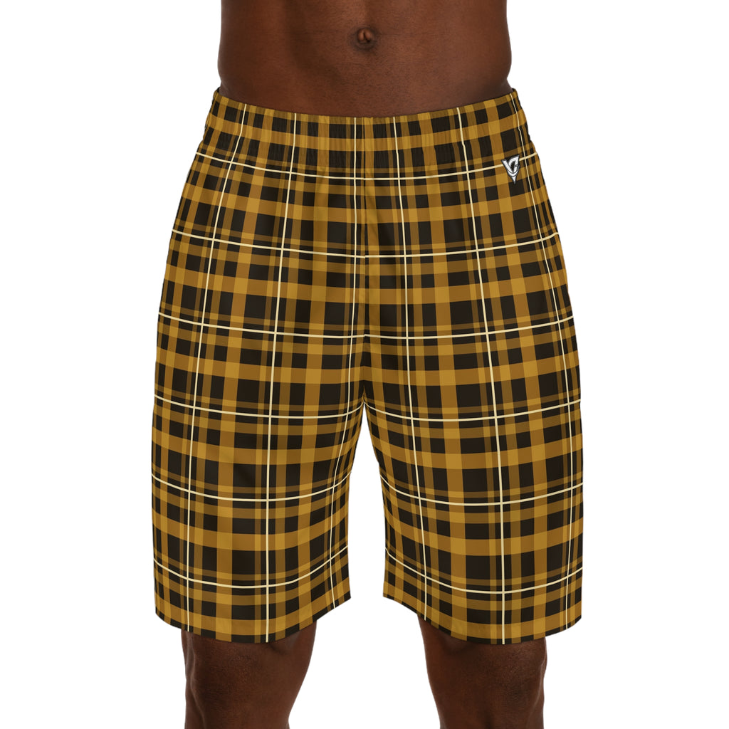 Men's Harvest Gold Flannel Performance Jogger Athletic Shorts with Pockets