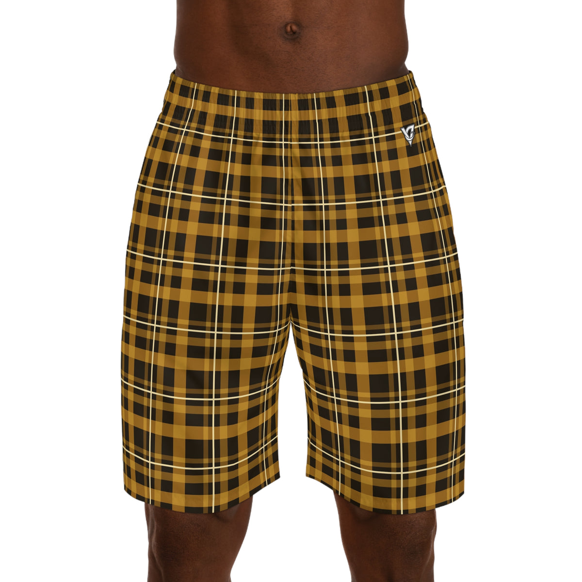 Men's Harvest Gold Flannel Performance Jogger Athletic Shorts with Pockets