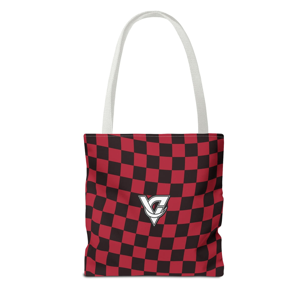 Spiced Wine Warp Check Tote Bag — All-Over Print Gym & Everyday Tote