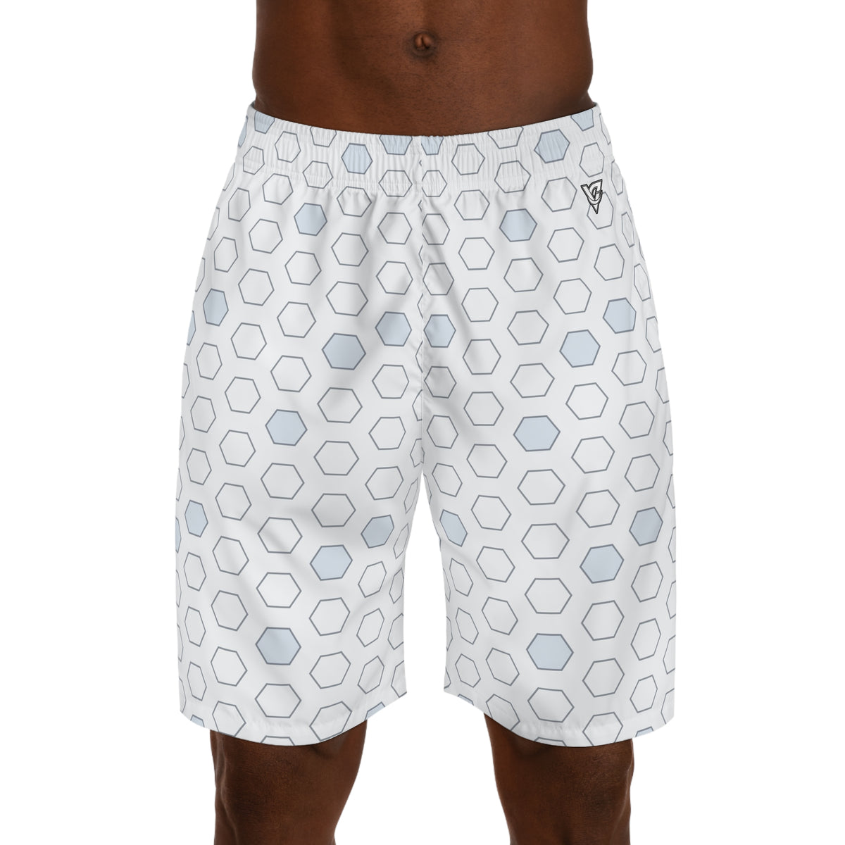 Soccer Arctic White Hex Pitch Men's Athletic Shorts with Pockets