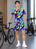 Cycling Violet Volt Prism Block Men's Sports Jersey - front view