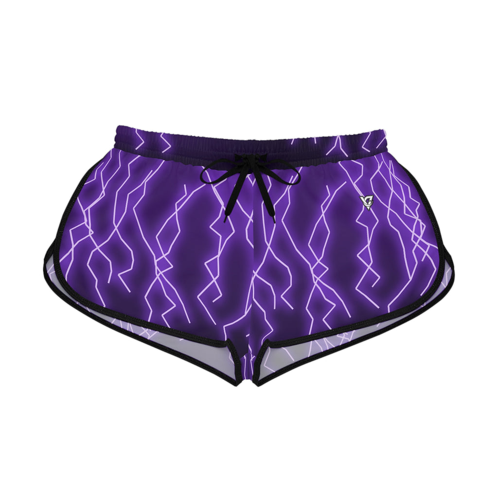 Women's Grape Lightning Relaxed Shorts — All-Over Print Running & Workout Shorts