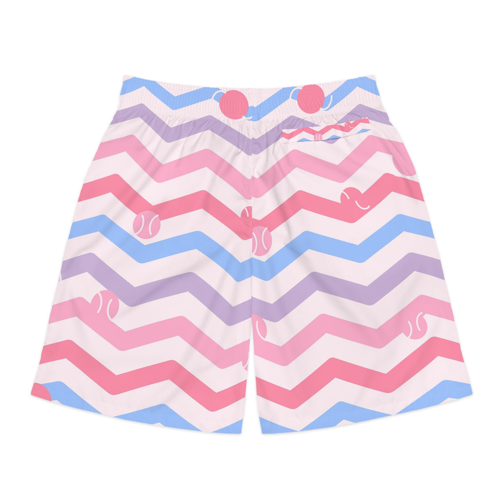 Tennis Cotton Candy Chevron Rush Men's Athletic Shorts with Pockets