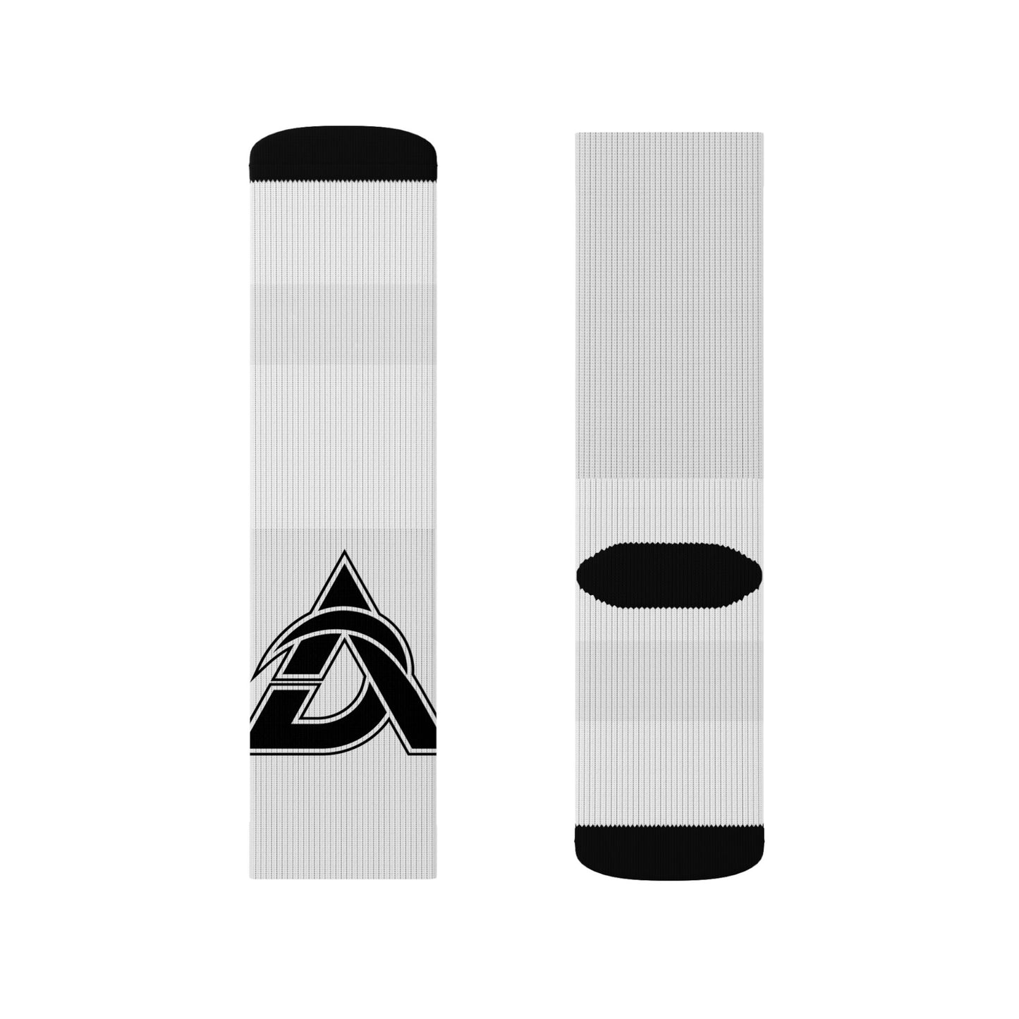 Custom Sublimation Crew Socks with Black Logo – Athletic Graphic Socks