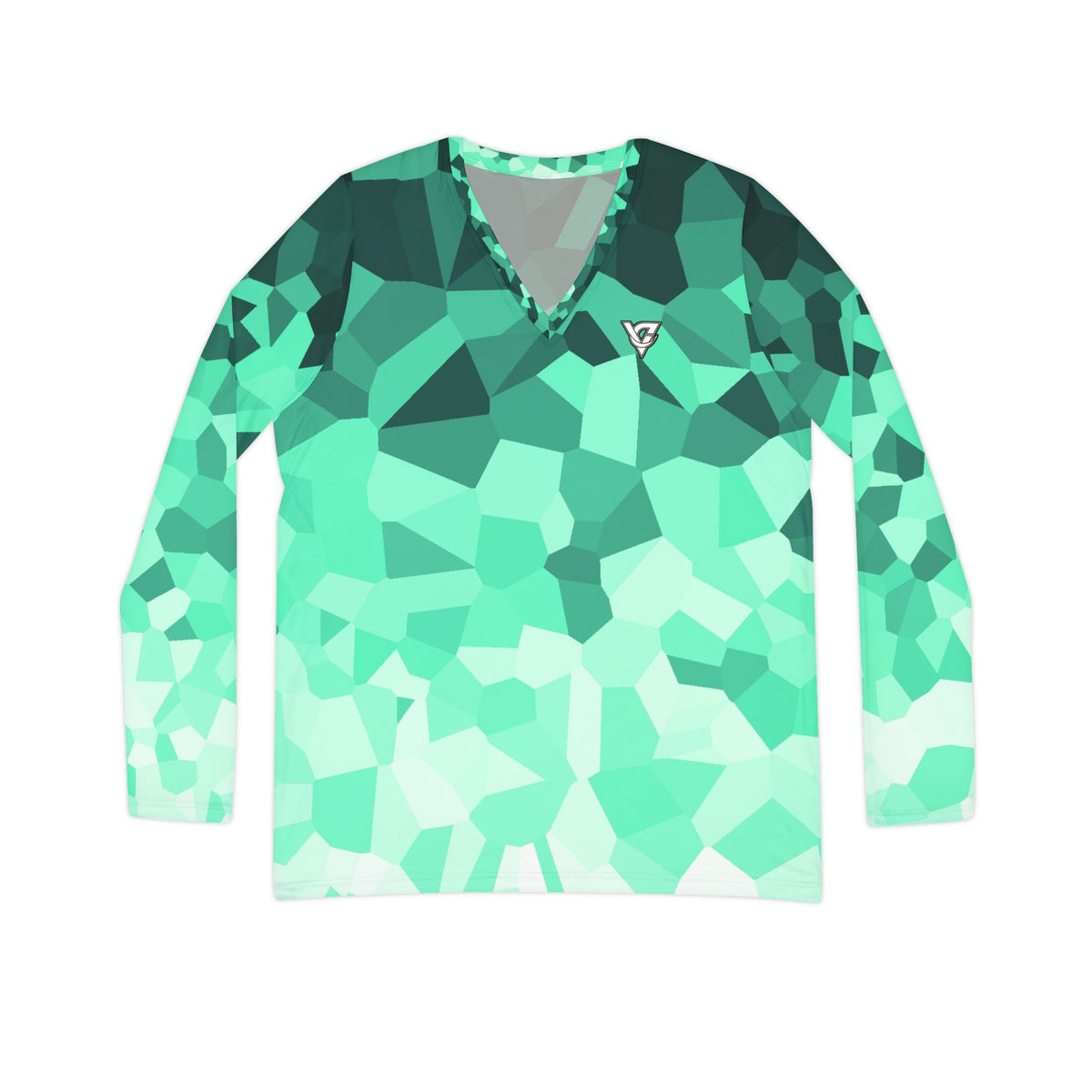 Mint Shard Women's Long Sleeve V-Neck Athletic Top