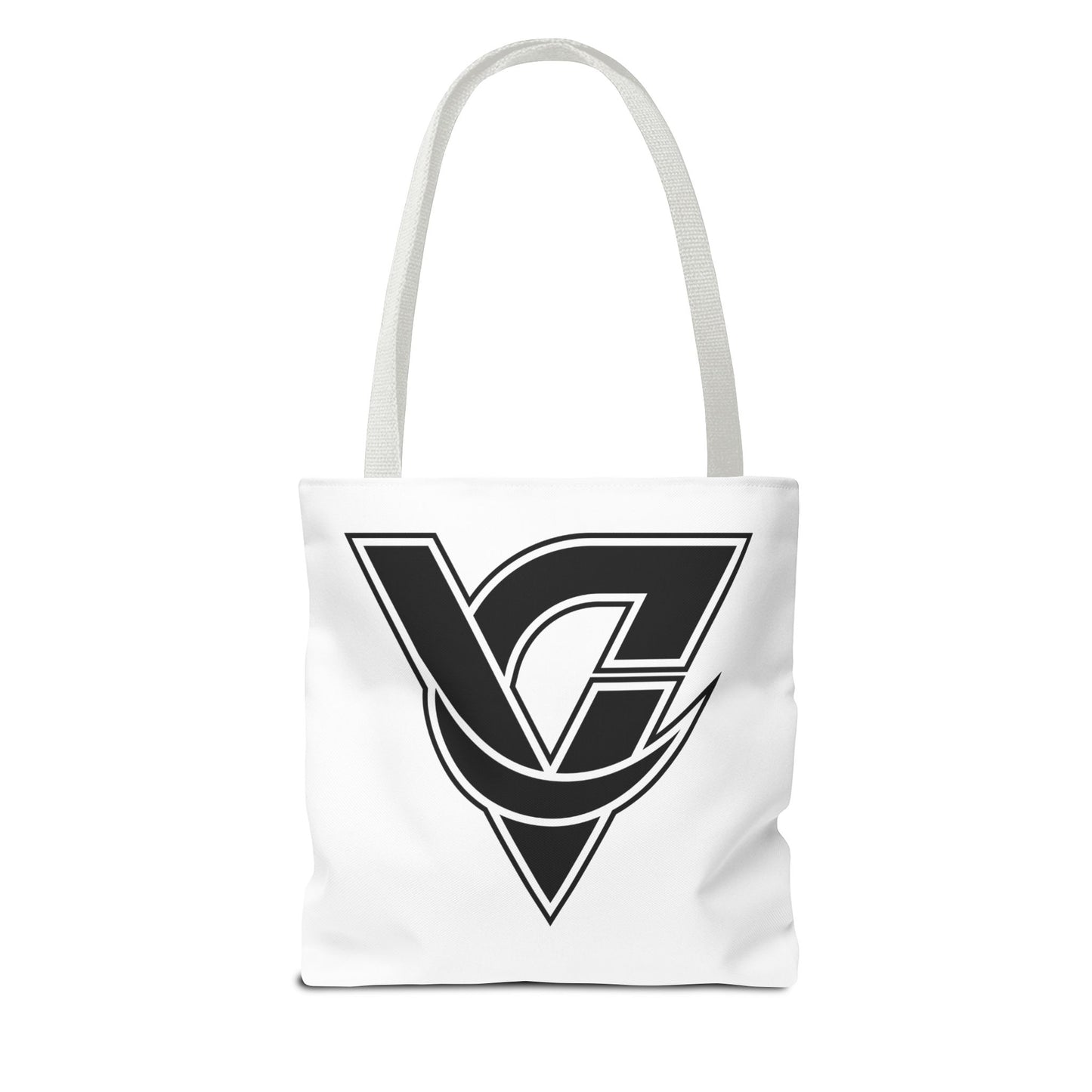 Monogram V Triangle Tote Bag – Bold Black Logo All-Over Print