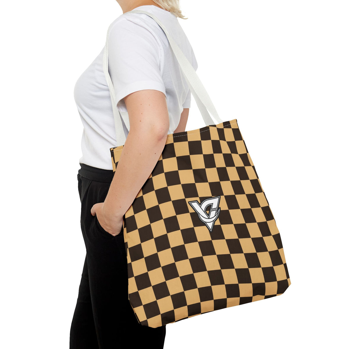 Desert Warp Check Tote Bag — All-Over Print Gym & Everyday Tote
