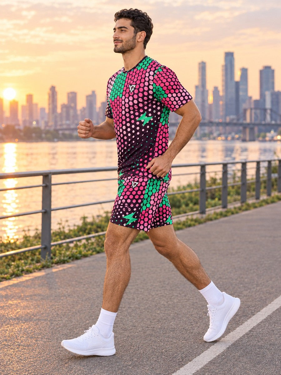Running Flamingo Fizz Halftone Pulse Men's Sports Jersey - side view