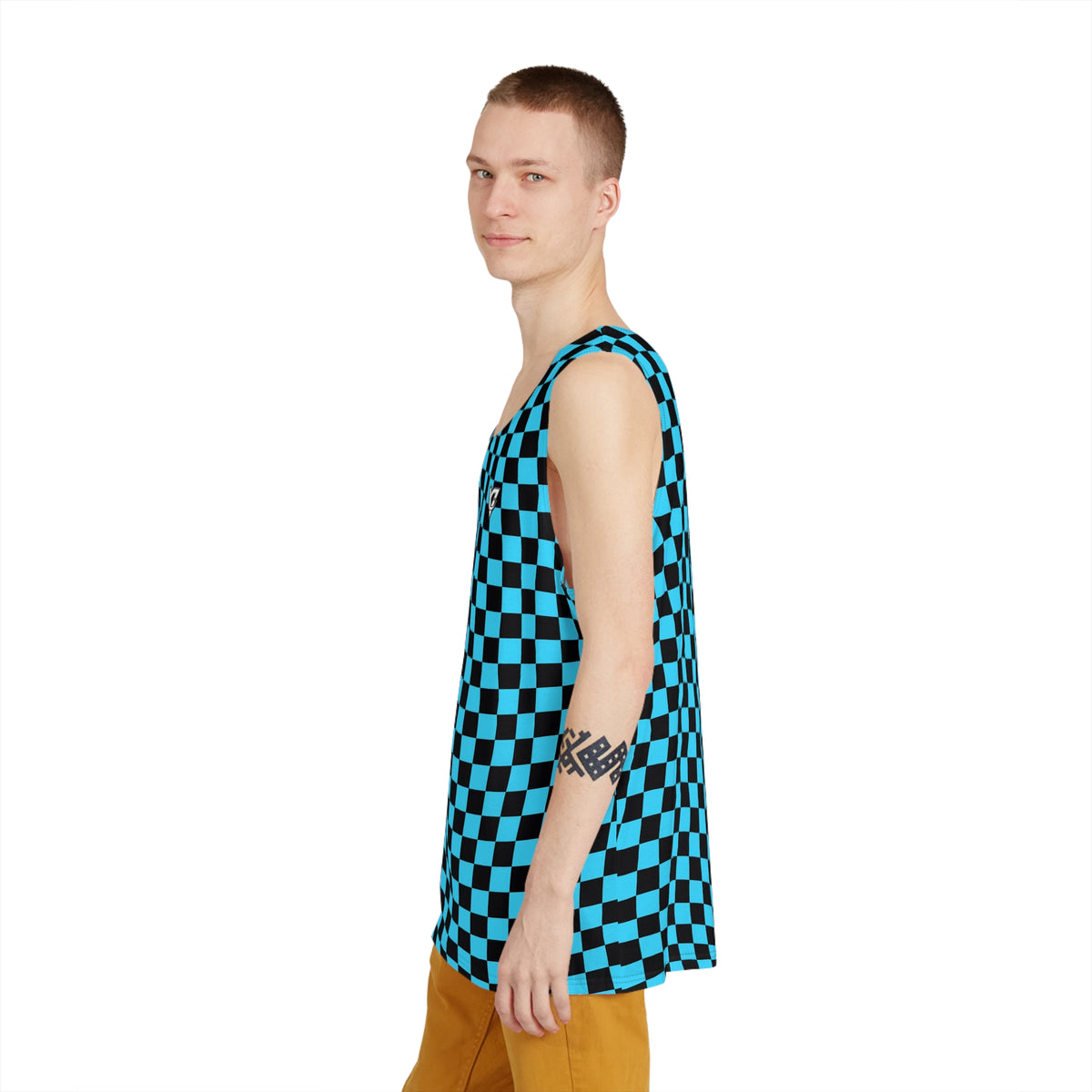 Neon Warp Check Men's Athletic Tank