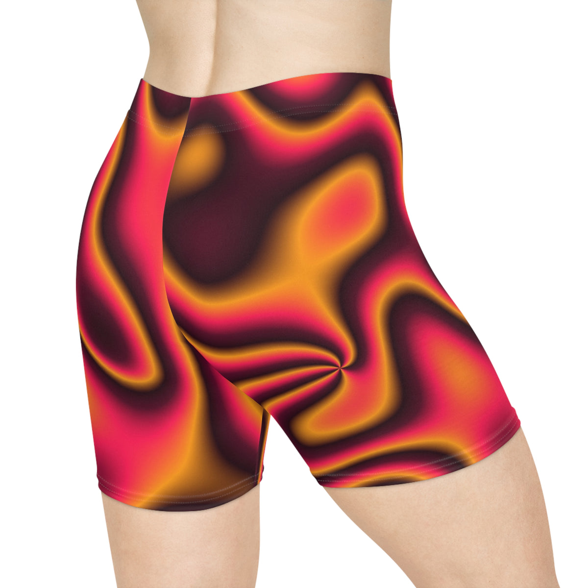 Infrared Tie-Dye Women's Biker Shorts — High-Waist Workout Shorts