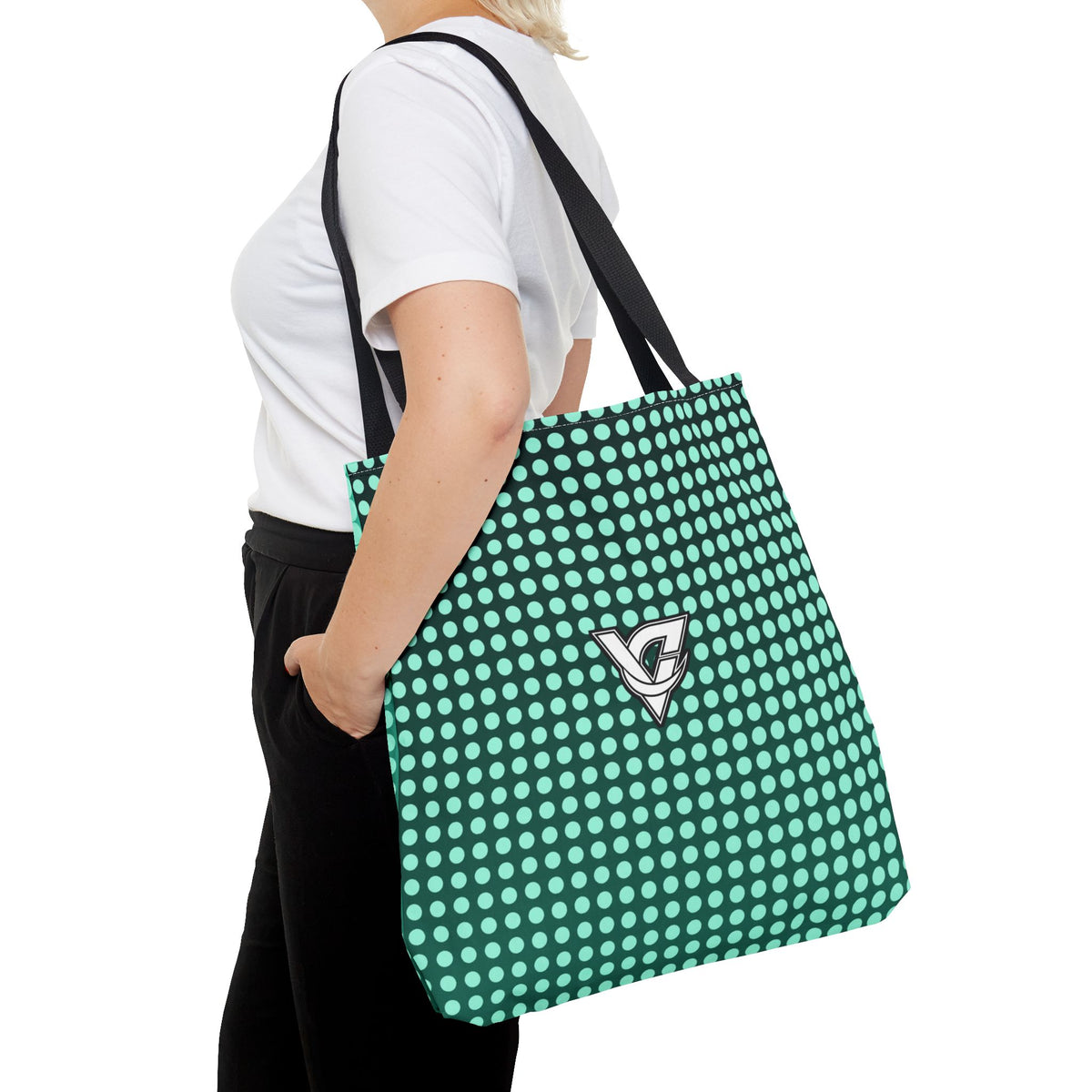 Mint Halftone Tote Bag — All-Over Print Gym & Everyday Tote