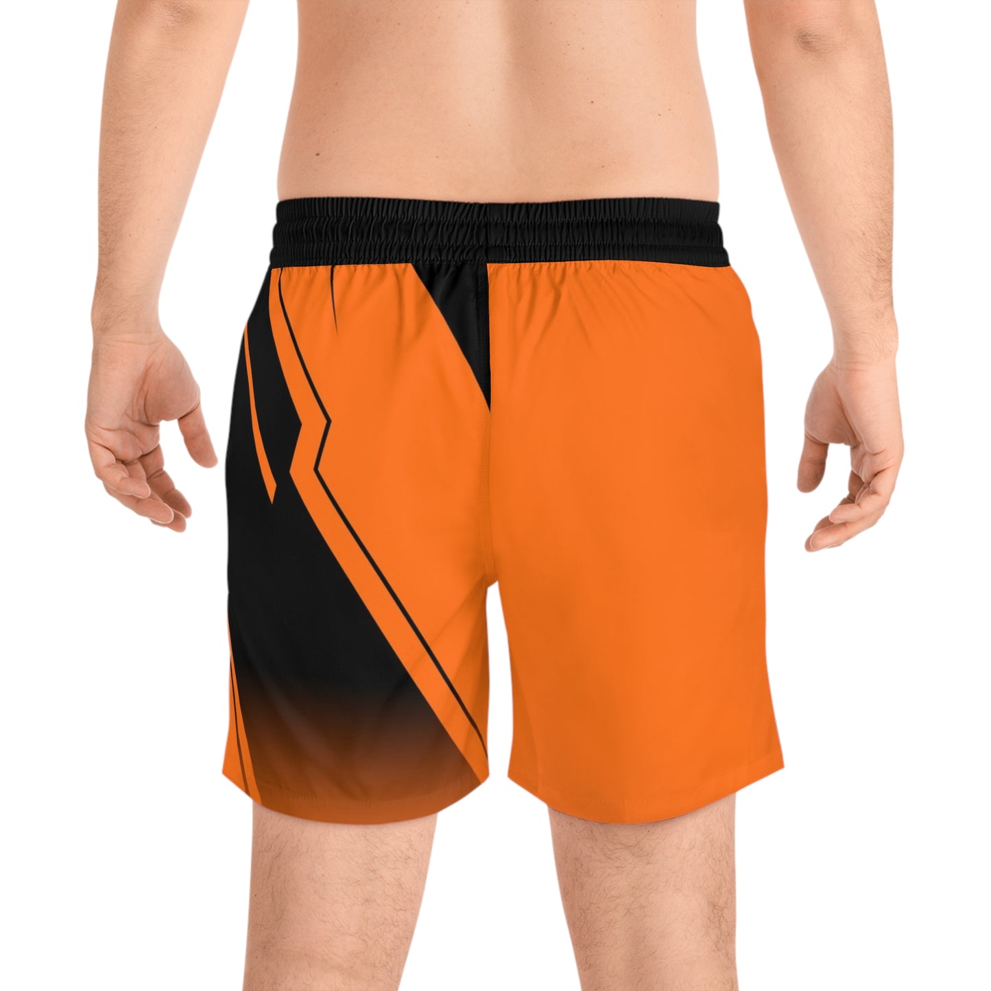 Men's Orange Black Athletic Jogger Shorts Lightweight Sports & Lounge Wear - No Pockets