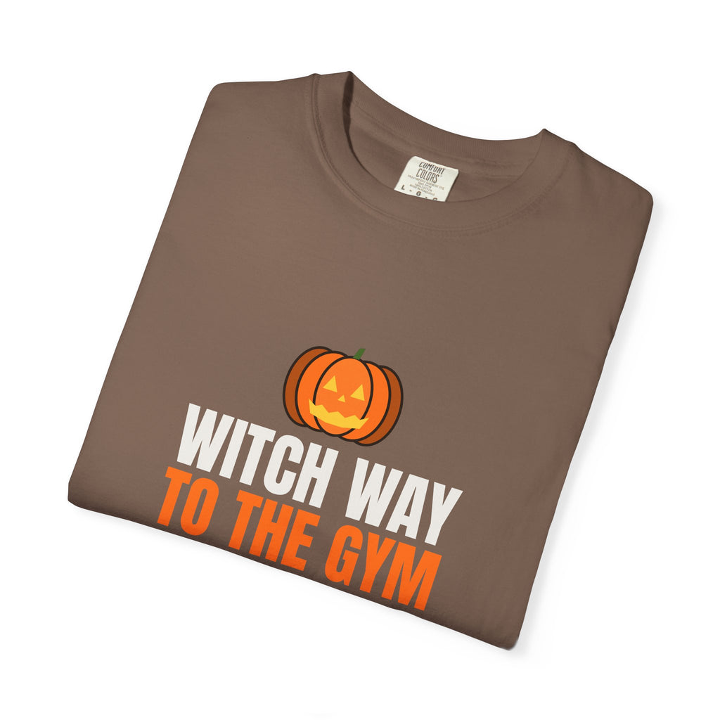 Witch Way To The Gym | Women's Halloween Garment-Dyed Graphic Tee