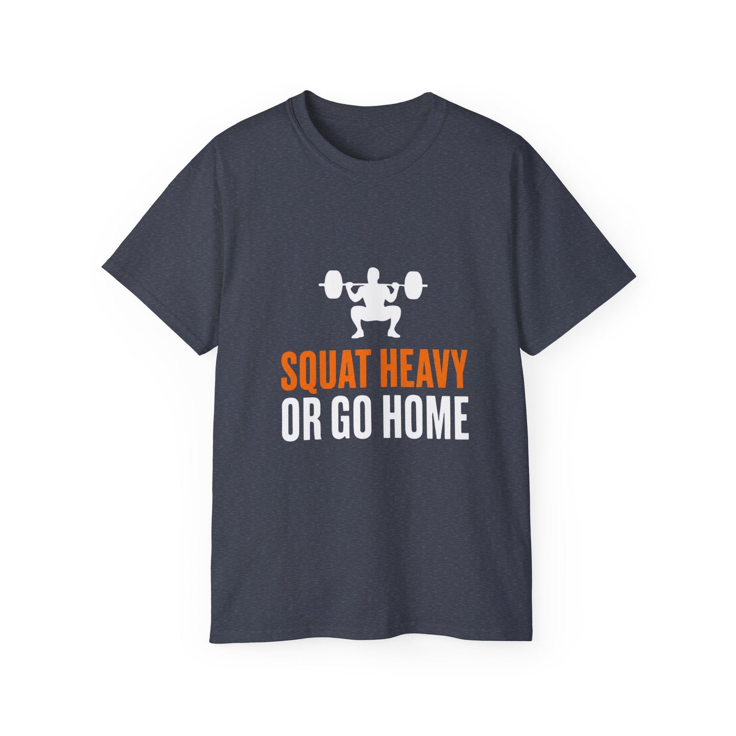 Squat Heavy Tee — Bold Orange Gym Shirt for Weightlifters & CrossFit