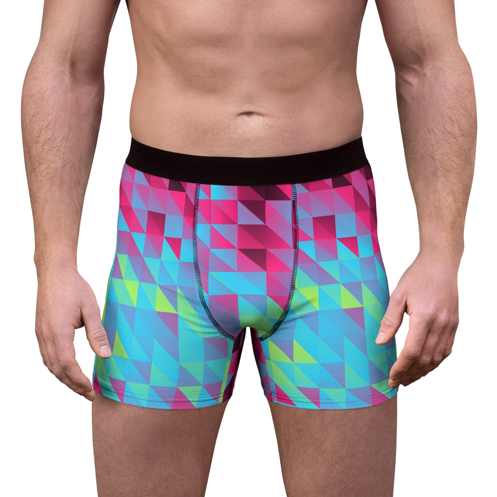 Neon Low-Poly Men's Boxer Briefs — Performance Underwear