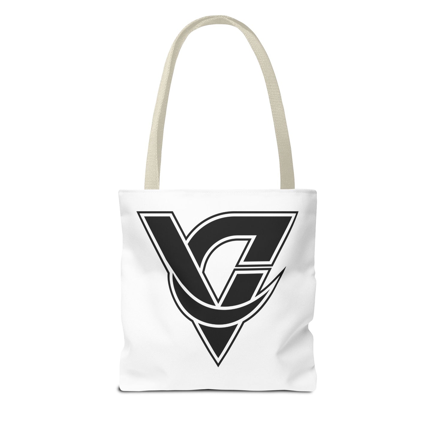 Monogram V Triangle Tote Bag – Bold Black Logo All-Over Print