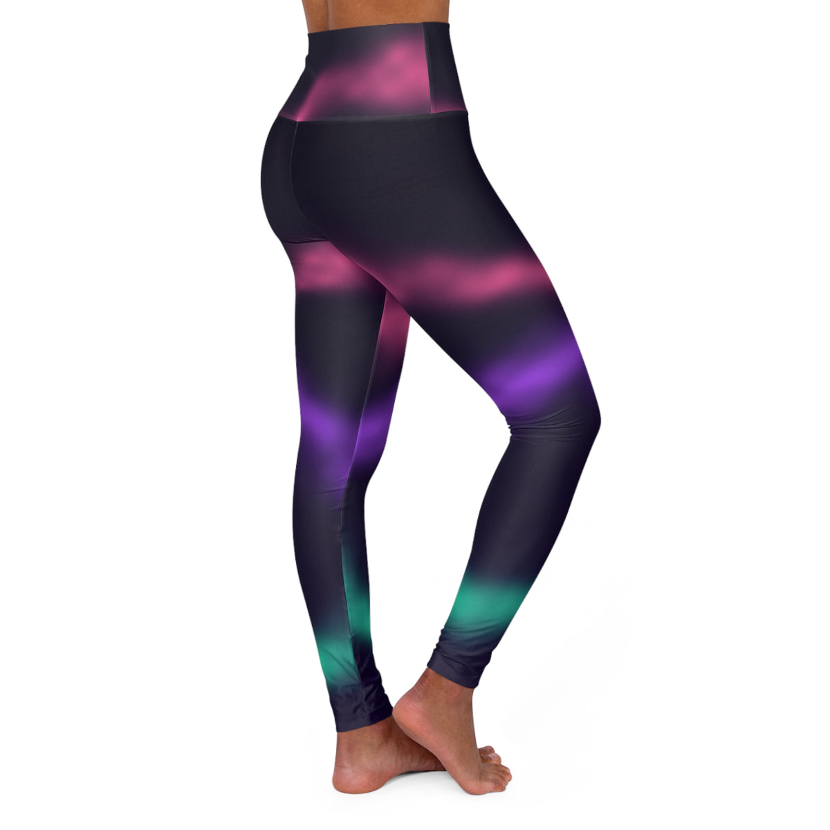 Pink Aurora High-Waisted Yoga Leggings