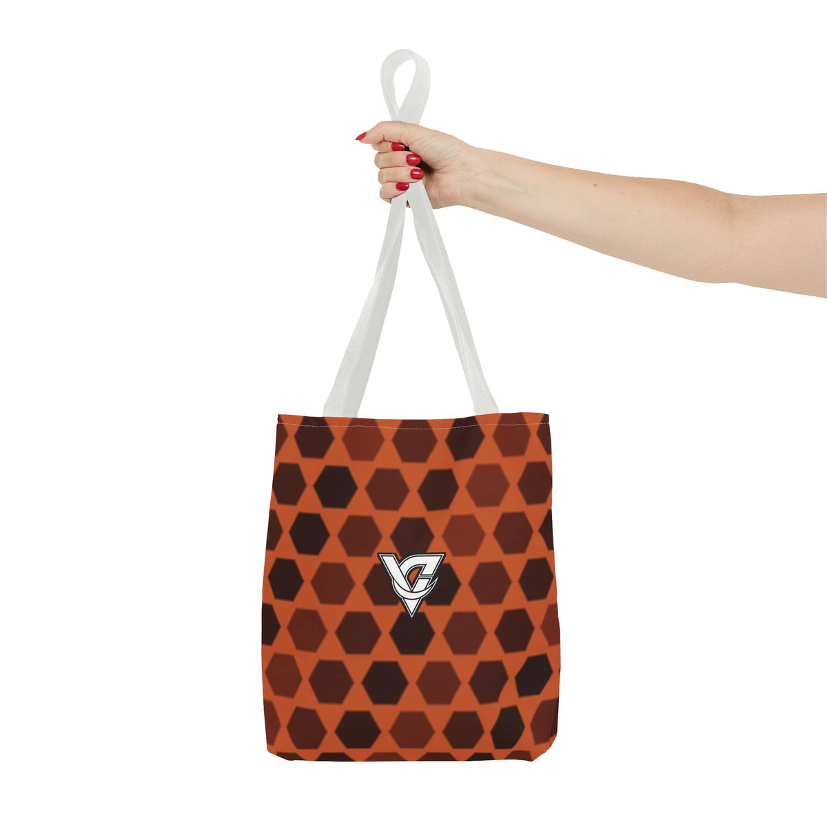 Auburn Hex Grid Tote Bag — All-Over Print Gym & Everyday Tote