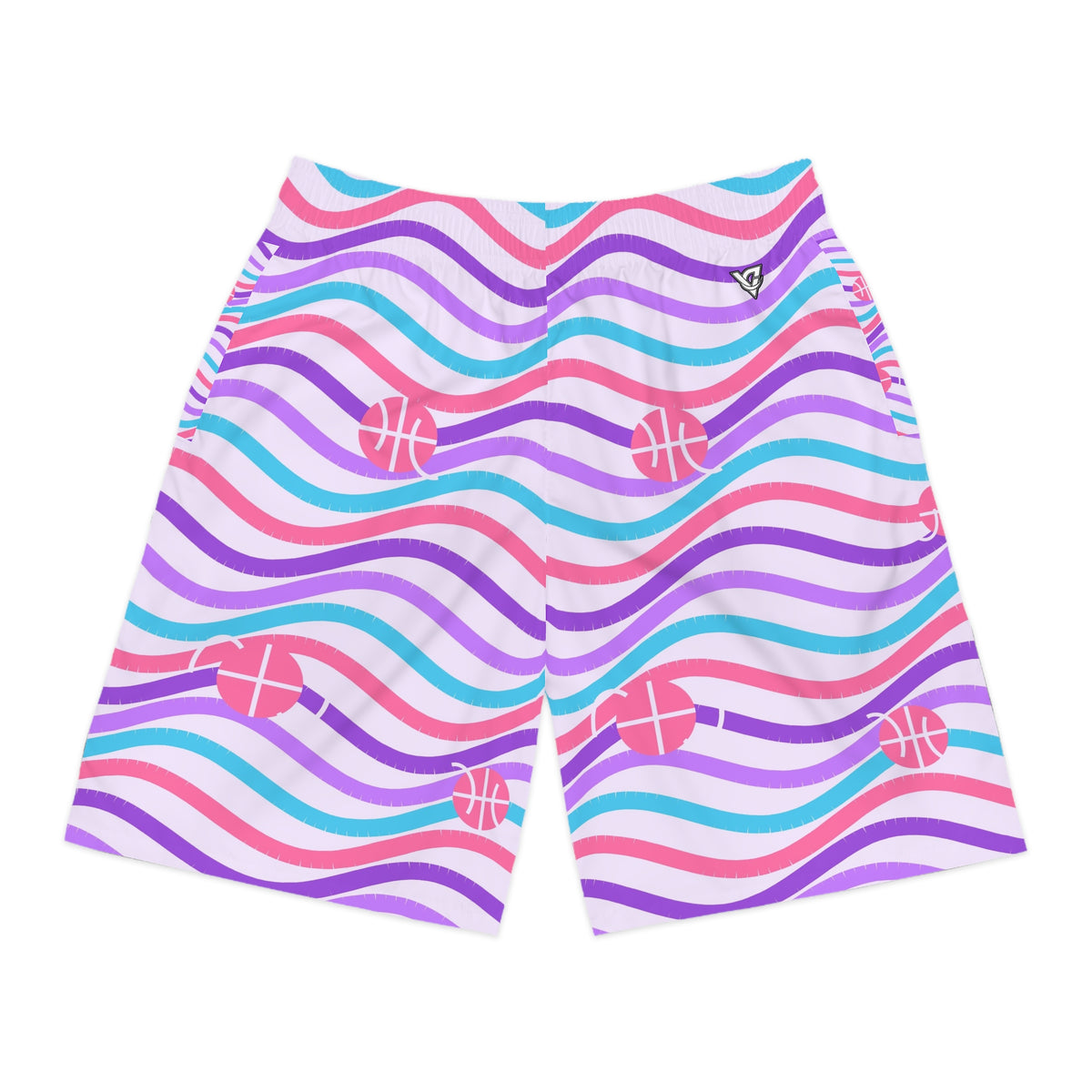 Basketball Lilac Wave Wave Rider Men's Athletic Shorts with Pockets