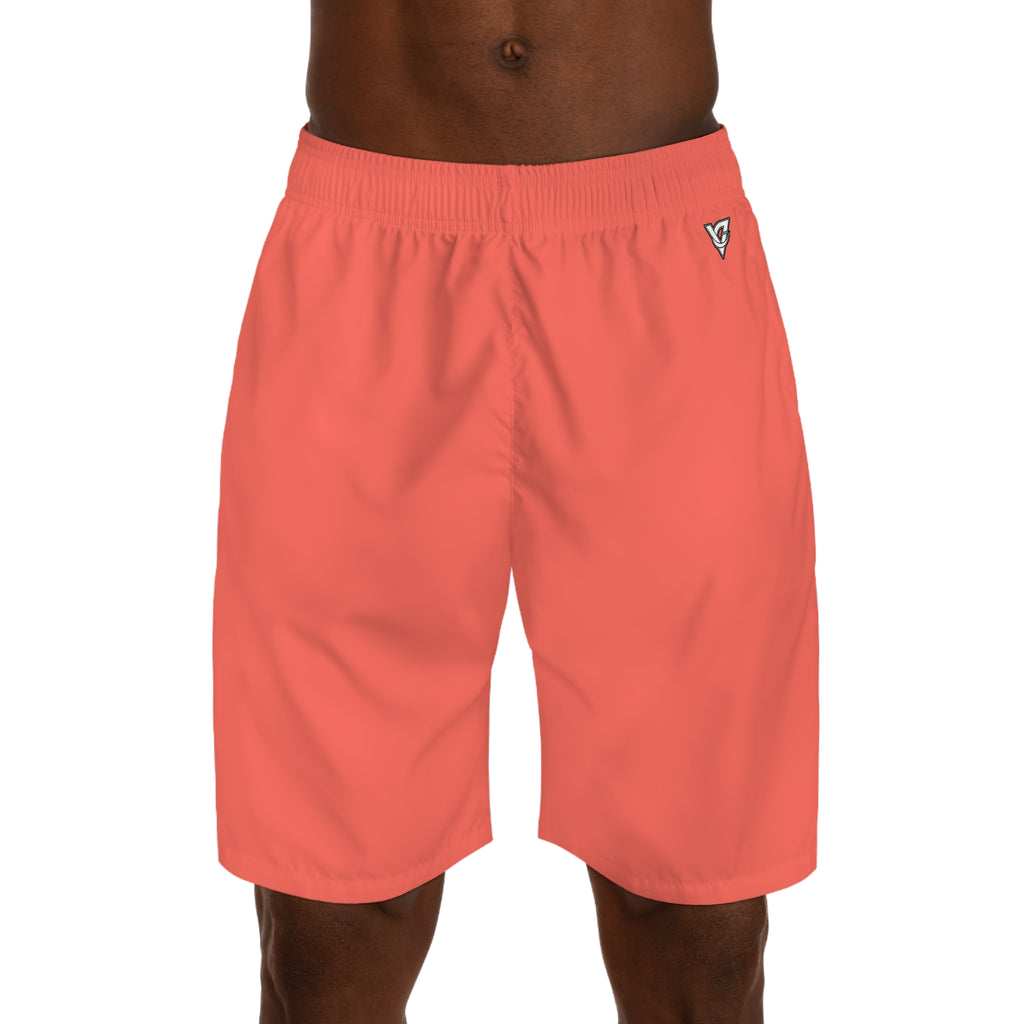 Vantacore Solid Coral Men's Athletic Shorts with Pockets