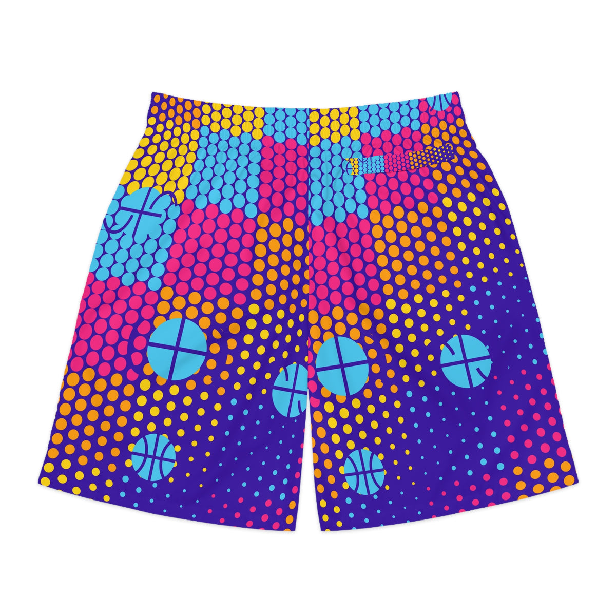 Basketball Sunrise Punch Halftone Pulse Men's Athletic Shorts with Pockets