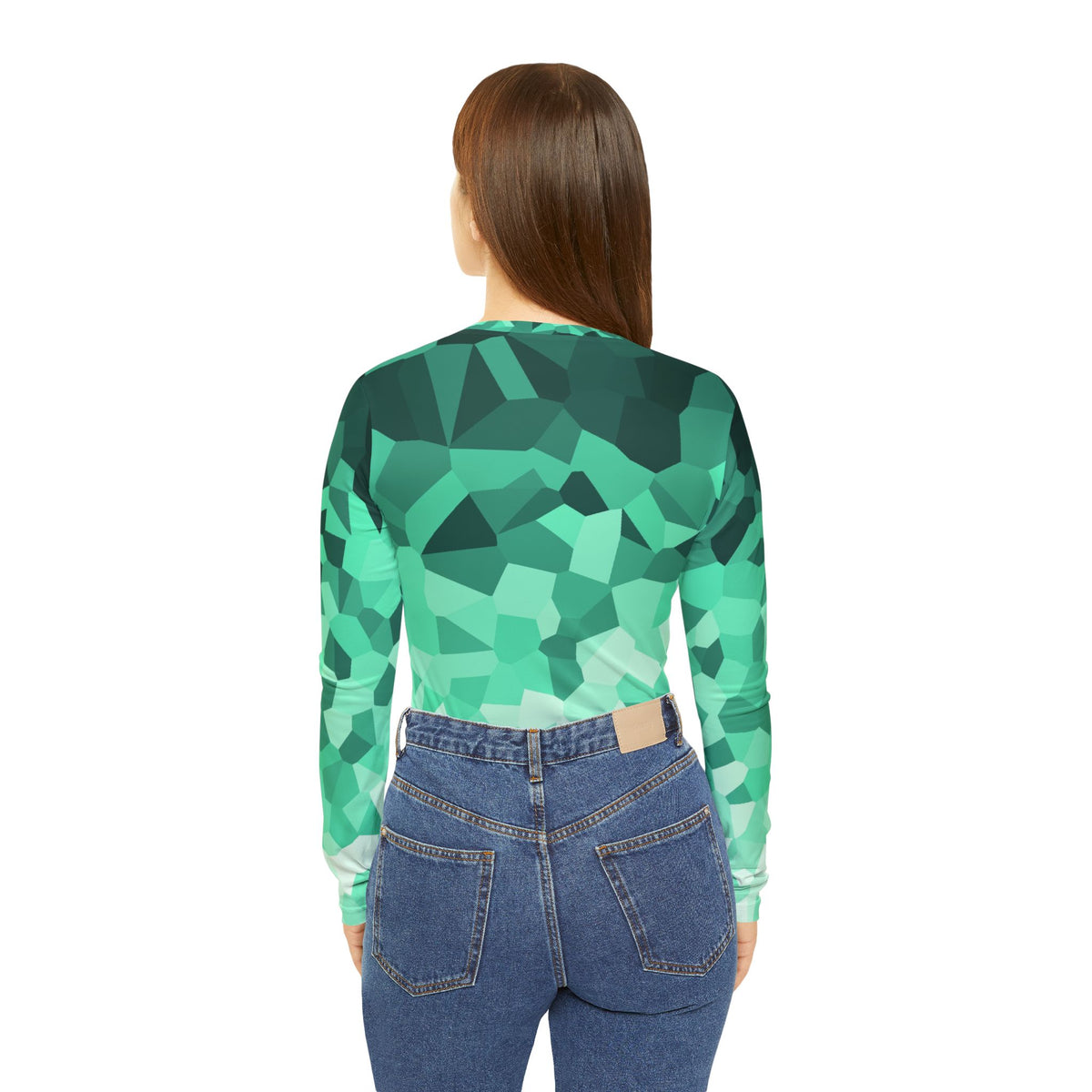 Mint Shard Women's Long Sleeve V-Neck Athletic Top
