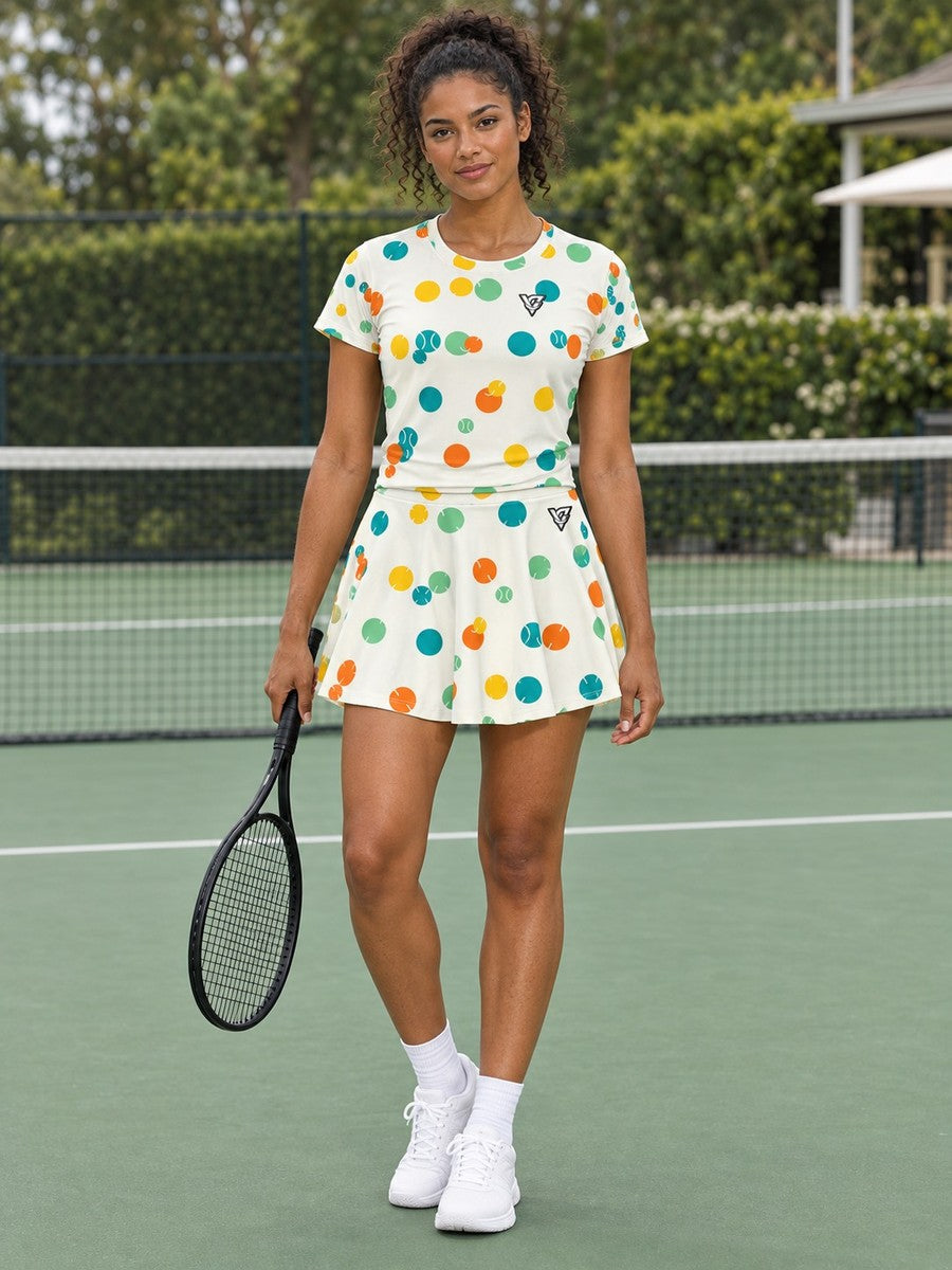 Tennis Citrus Pop Icon Storm Women's Athletic Skater Skirt - front view