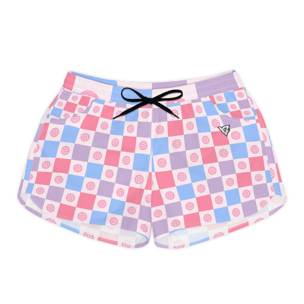 Pickleball Cotton Candy Checker Drive Women's Athletic Shorts with Pockets