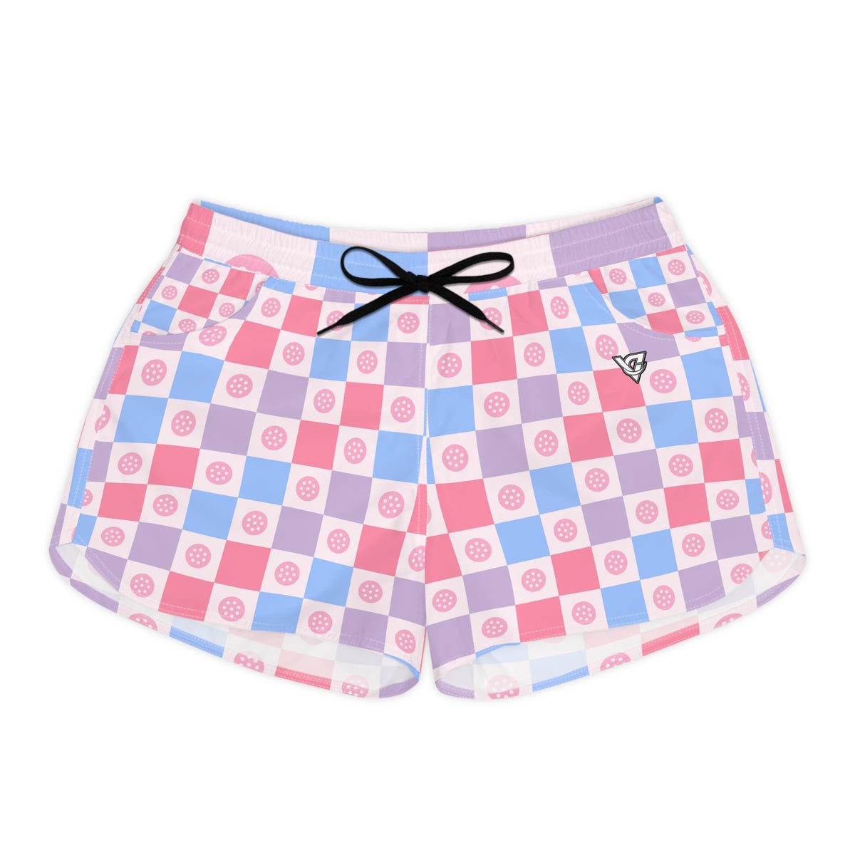 Pickleball Cotton Candy Checker Drive Women's Athletic Shorts with Pockets