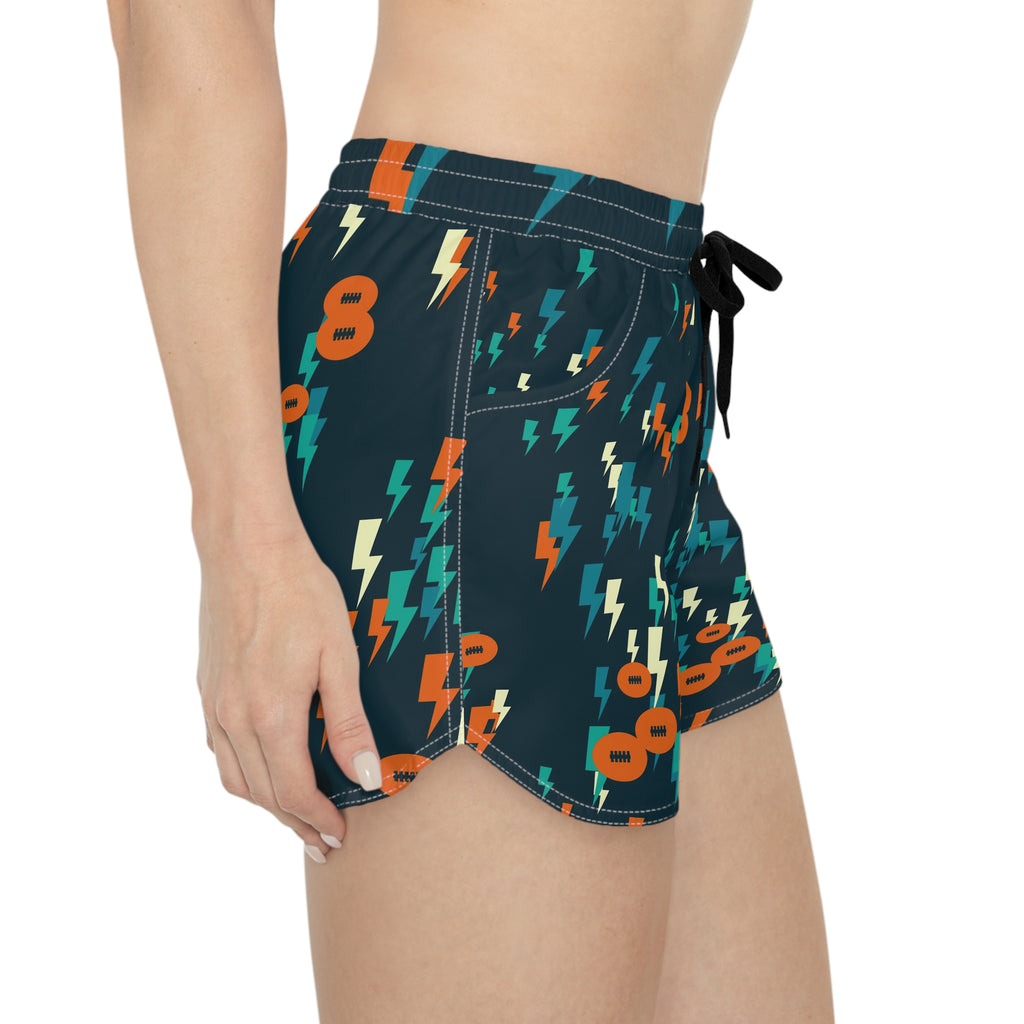 Football Peacock Bolt Strike Women's Athletic Shorts with Pockets